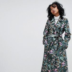 Statement trench - ASOS DESIGN Jacquard Mac,Size4